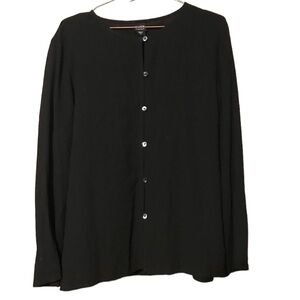 Eileen Fisher Black Button Down Top